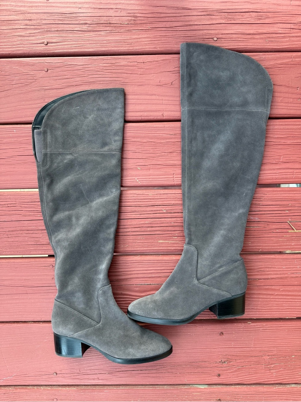 Gray Suede Over the Knee Boots